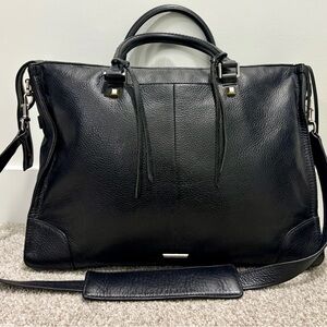 Rebecca Minkoff Black Leather Structured Laptop / Work Tote